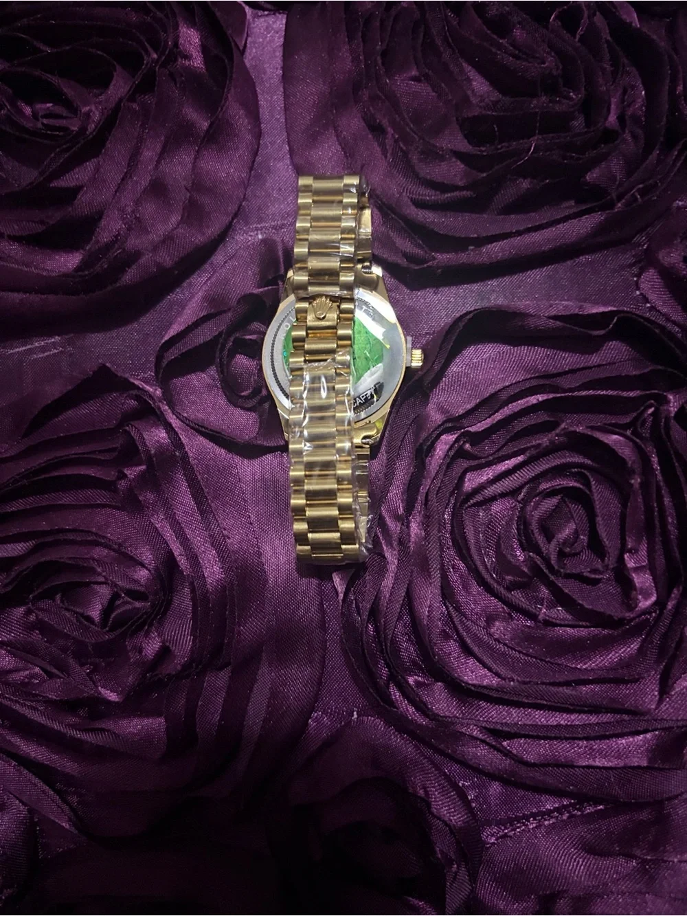 Gold Stainless Steel Ladies Watch with Black Dial